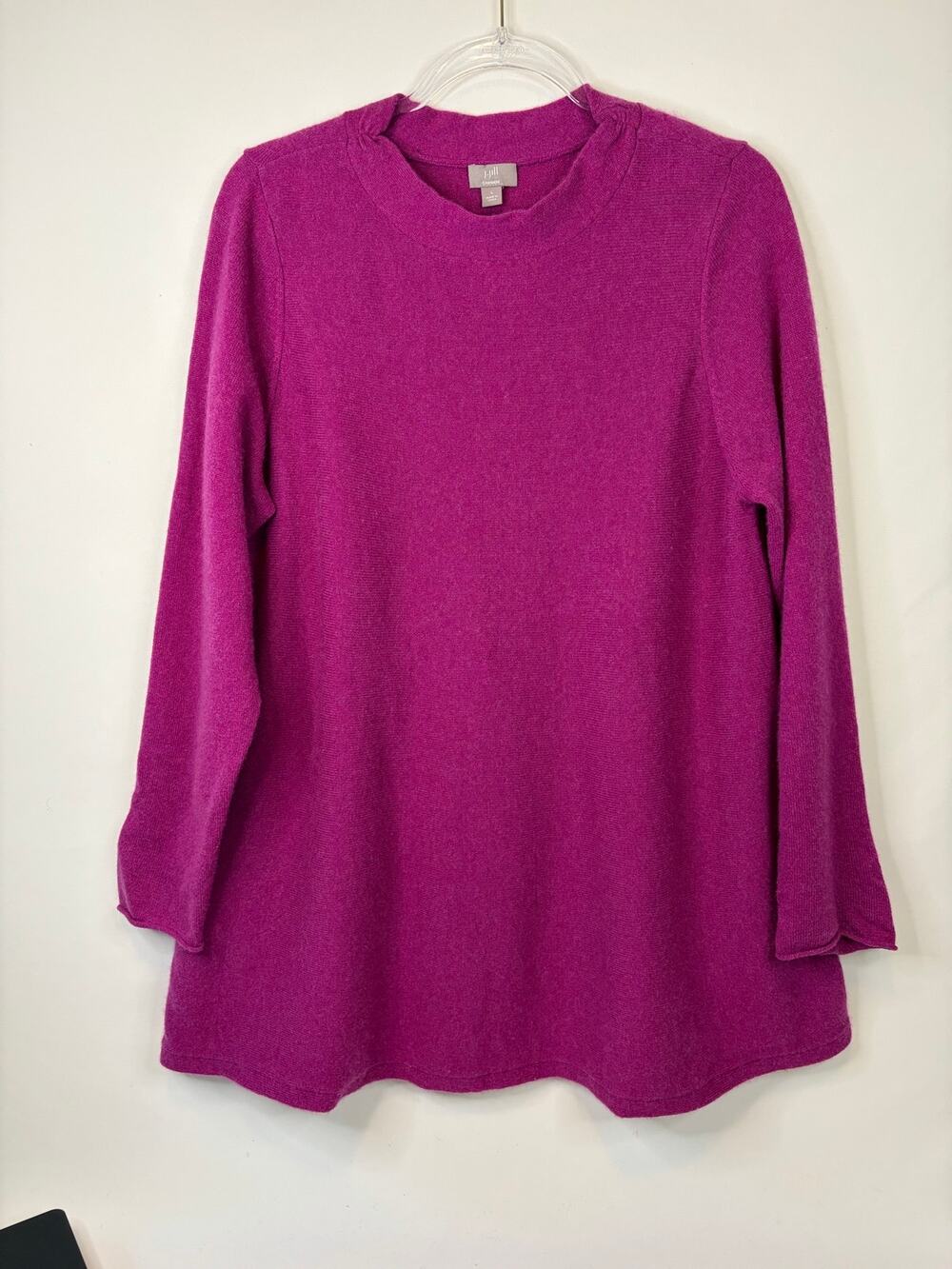 J.Jill Cashmere Purple Swing Tunic Long Sleeve Sweater Size Large (hole/repair)